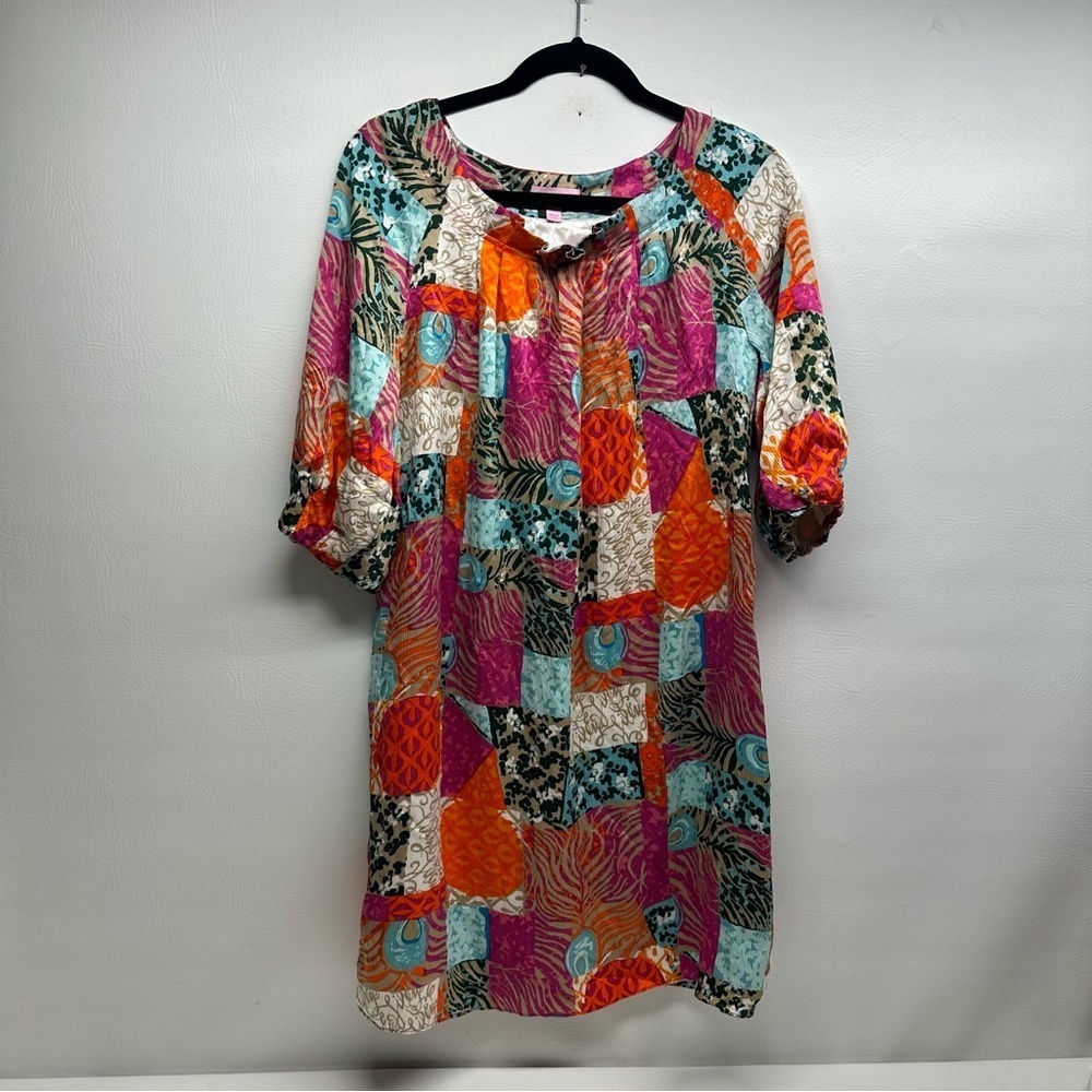 Lilly Pulitzer silk keating Colorful Patchwork Dress size 6